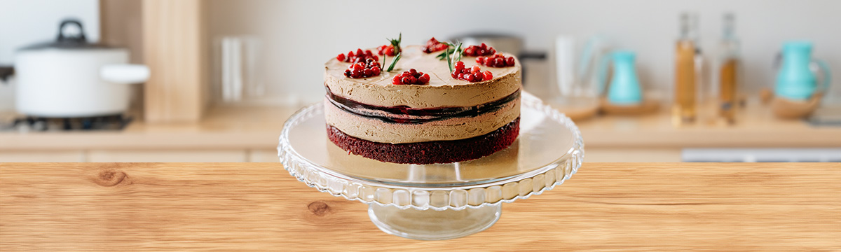 Layered dessert cake with fruit